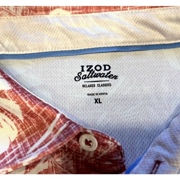 Izod Saltwater Relaxed Classics men's light red short sleeve button up shirt XL - Picture 8 of 8